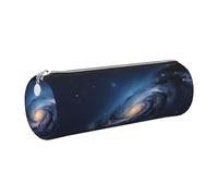 Universe Milky Way Galaxy Round Pencil Case Faux Leather - Storage for Pens, Pencils, Markers, Small Supplies Metal Zip with Leather