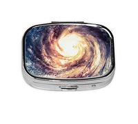 (Universe Milky Way Galaxy) Square Pill Box with 2 Compartment Small Pill Organizer Portable Pill Case Vitamin Containers, Travel Essentials 5.5x4x1.8 cm