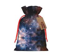 Universe Milky Way Nebula Galaxy Printing Drawstring Christmas Bag With Kraft Tag 4.7x6.9 Inch For Halloween Wrapping Gifts