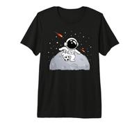 Universe Moon Stars Astronaut in Outer Space Soccer Premium T-Shirt