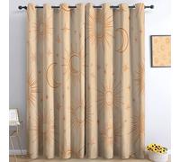 Universe Moon Sun Blackout Curtains, W 46" x L 54" (2 Panels), Thermal Insulated Living Room Curtains, Room Darkening Eyelet Curtains, Noise Reducing Privacy, Orange
