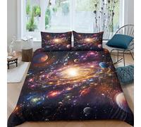 Universe Planet 3D Print Duvet Cover Set Soft Microfiber 3Pcs Solar System Comforter Cover Bedding Set with Zipper Closure with Pillowcases for Adults Teenager Kids Quilt Cover Double(200x200cm)