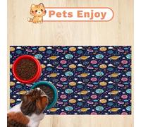 Universe Planet Galaxy Pet Feeding Mat for Cat Dog Water Bowl Food Mats Galaxy Space Solar Star Pet Feeding Mats Absorbent Nti-Slip Contain Spills Protects Floors Placemat 43.1 x 76.2 cm