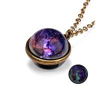 Universe Planet Glowing Pendant Necklace Women Vintage Luminous Nebula Double Sided Glass Glow In The Dark Jewelry Gift Excellent Durable