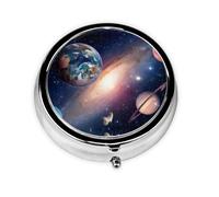 Universe Planet This Small, Round, Three-Compartment Travel Pill Box is Perfect for Storing Daily medications, Vitamins, and on-The-go.