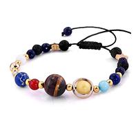 Universe Planets Beads Bangles & Bracelets Fashion Jewelry Natural Solar System Energy Bracelet (Metal Color : Elastic line)