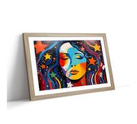 Universe Pop Art Framed Wall Art Print, Ready to Hang Picture for Living Room Bedroom Home Office, Oak A2 (66 x 48 cm)