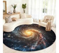 Universe Round Rugs for Dining Table, Milky Way Rug 180cm, Starry Sky Circle Rug, Washable Round Area Rugs for Living Room Bathroom Under the Sofa