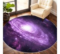 Universe Round Rugs for Dining Table, Starry Sky Rug 240cm, Milky Way Circle Rug, Washable Round Area Rugs for Living Room Bathroom Under the Sofa
