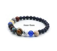 Universe Solar System Bracelet Women Natural Stone Eight Planets Bracelet Men For Him Gift For Her (Length : Man Size, Metal Color : PB 6mm 8mm)