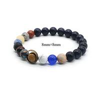 Universe Solar System Bracelet Women Natural Stone Eight Planets Bracelet Men For Him Gift For Her (Length : Man Size, Metal Color : PB 6mm 8mm)