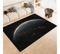 Universe Solar System, Space Galaxy Rugs for Bedroom Space Planet Short Pile Floor Short Pile Non-Slip Non-Shedding Abstract Carpet, Stain Resistant Faux Wool Rugs for Bedroom Dining Room