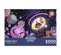 Universe Space Aliens Wooden Jigsaw Puzzle Waterproof 1000 Piece Puzzles for Adults Gifts Fun Home Decoration