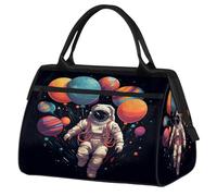 Universe Space Astronauts Planet Gym Bag for Men Women, Travel Sports Duffel Bags Waterproof Weekend Overnight Bag Lightweight Carry On Luggage Tote
