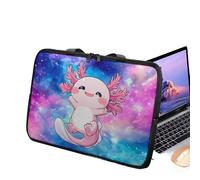 Universe Space Axolotl Laptop Sleeve Protective Carrying Case Bag with Top Handle for Women Girls Students 12 Inch Leather Computer Handbag