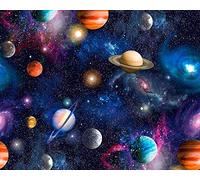 Universe Space Planets Fabric 100% Cotton 59" - 150 cm Wide - Craft Fabric by The Metre (81738MSA)