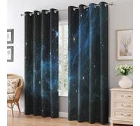 Universe Starry Sky Curtains for Bedroom 52 x 63 Inch 2 Panels, Space Galaxy Blackout Curtains for Living Room Accessories, Eyelet Thermal Patterned Black Out Curtain G&-4