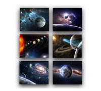 Universe Starry Sky Wall Art Outer Space Planet Wall Art Painting，for Bedroom, Lvingroom, Bathroom Decor ，Posters for Kids, Boys or Girls Room ，Astronomy Picture Modern Artwork Set of 6 （ 8 x10 ）