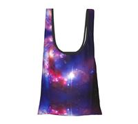 Universe Starry Stars Print Reusable, Foldable,Washable Grocery Bags Foldable in A Pouch Eco Tote Shopping Bag,Daily Shopping Loading