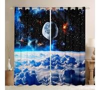 Universe View Window Curtains Starry Galaxy 3D Planet Print Window Drapes for Kids Teens Adults Outerspace Cosmic Landscape Decor Curtains for Living Room 2 Panels 66Wx90L