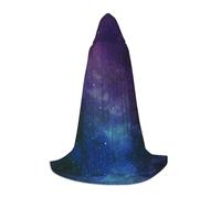 (Universe with Stars and Galaxy Interstellar) Print Hooded Cape For Teenagers Costume Party, Halloween Hooded Cape Soft and Elastic,M