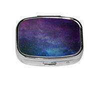 Universe with Stars and Galaxy Interstellar Print Pill Box 2 Compartment Medicine Pill Case,Portable for Pocket Or Purse Pill Box Decorative Metal Medicine Organizer