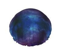 Universe with Stars and Galaxy Interstellar print Shower Cap for Women Double Layer Elastic Bath Cap for Home Spa Hotel and Hair Salon