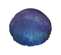 Universe with Stars and Galaxy Interstellar Print Shower Cap for Women & Men - Reusable Double-Layer Bath Hair Cap with Elastic Strap L