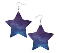 Universe with Stars Galaxy Interstellar Star Shape Earrings, Modern Dangle Earrings, Women's Statement Jewelry for Office Daily