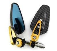Universial 7/8" 22mm Motorcycle Rearview Mirrors Aluminum Bar End Mirror Motorbike Handlebar Side(Gold)