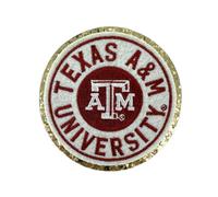 University College Sticker Patches 3M Adhesive, Classic Chennile w/Gold Glitters 3.5in (A&M Texas)