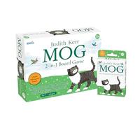 University Games Mog Kids Board Game & Memory Card Game Bundle - Double Sided Board Game with My First Dominoes + 54 Card Matching Game - Judith Kerr Educational Toy for Toddlers Age 3+