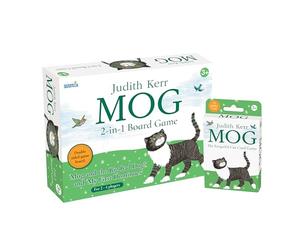 University Games Mog Kids Board Game & Memory Card Game Bundle - Double Sided Board Game with My First Dominoes + 54 Card Matching Game - Judith Kerr Educational Toy for Toddlers Age 3+
