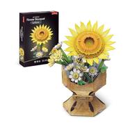 University Games Sunflower Flower Bouquet 3D Puzzle - DIY Press-Together 102 Piece Floral Puzzle - Everlasting Sunflower & Daisy Bouquet Craft - Relaxing Home Decor Gift