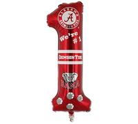 University of Alabama Number 1 Mylar Balloon - Great for Crimson Tide Birthdays, Tailgate, College Football Party Décor - 2-Sided Prints with Alabama and Bama Team Logos