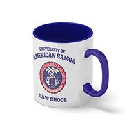 University of American Samoa Law School Better Call Saul Goodman White Coffee Mug with Blue Rim & Handle