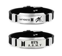 University Trendz Army Metal Tag Silicon Wristband Bracelet with Rap Monster Signature Bracelet for Boys & Men (Pack of 2)
