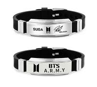 University Trendz Army Metal Tag Silicon Wristband Bracelet with Suga Signature Bracelet for Boys & Men (Pack of 2)