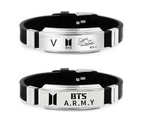 University Trendz Army Metal Tag Silicon Wristband Bracelet with V Signature Bracelet for Boys & Men (Pack of 2)