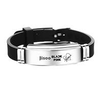 University Trendz Blackpink Kpop Stainless Steel Bracelet - Jisoo Signature Printed Silicon Wristband for Women & Girls