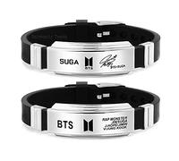University Trendz Exquisite & Suga Signature Printing Stainless Steel Silicon Wristband Unisex Bracelet (Pack of 2)