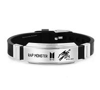University Trendz Rap Monster Stainless Steel Unisex Bracelet - Signature Printing Silicon Wristband for Boys & Girls