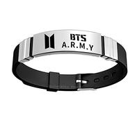 University Trendz Stainless Steel K-POP Signature Printing Silicon Wristband Bracelet for Boys and Girls