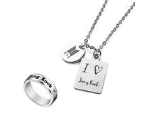 University Trendz Unisex Combo - I Love Jung Kook Pendant Necklace & Jung Kook DOB Engraved Stainless Steel Ring (Pack of 2) For Unisex Adult