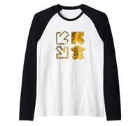 University Varsity-Gold Color Double Bear Arrows Yellow Raglan Baseball Tee