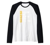 University Varsity-Gold Color Follow The Course Yellow Raglan Baseball Tee