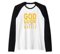 University Varsity-Gold Color God, Luck and Hustle Yellow Raglan Baseball Tee