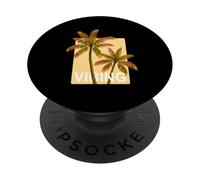 University Varsity-Gold Color Palm Trees Vibing Yellow PopSockets Adhesive PopGrip