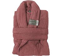 Universs-Deco Naïa Cotton Terry Towelling Shawl Collar Dressing Gown 380 g/m2 South Wind (Rosewood, Terry Towelling Shawl Collar Naïa, Size M)