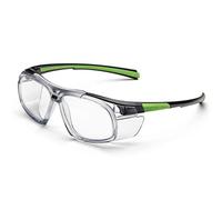 Univet 555.03.00.00 "No.555" Safety Goggles with Clear Glass, Black/Green